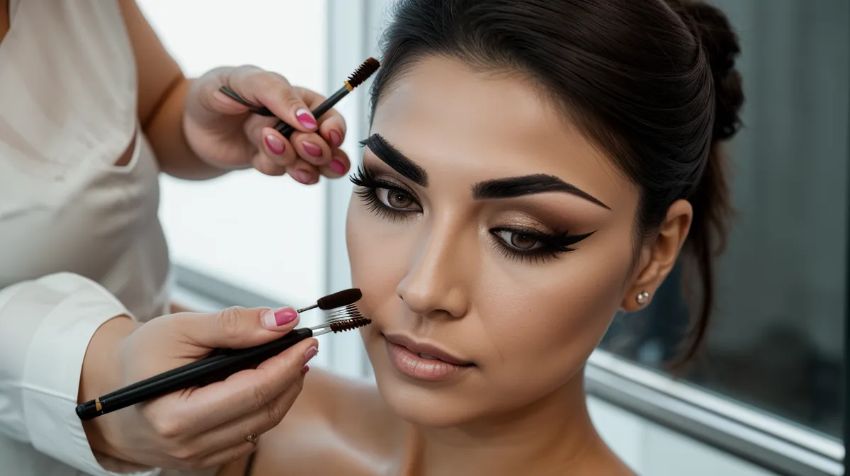 Mujer comparando cursos online de micropigmentación de cejas en su laptop antes de elegir uno para su negocio