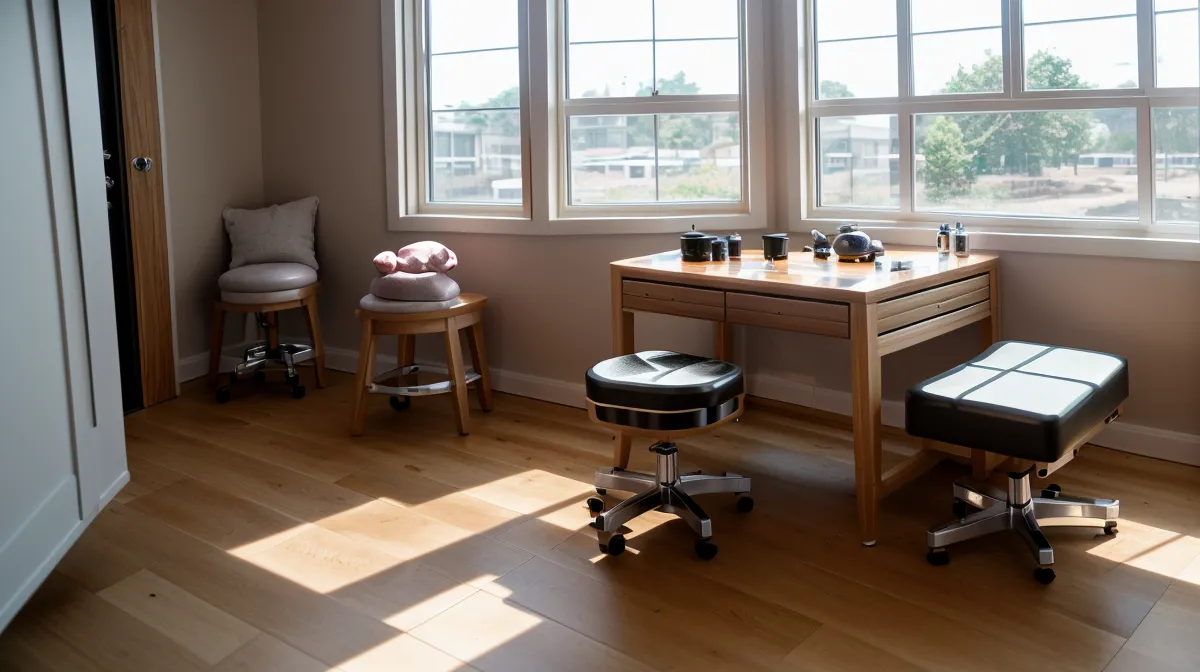 Ergonomía en cabina y salud de la micropigmentadora durante una sesión de técnica de polvo