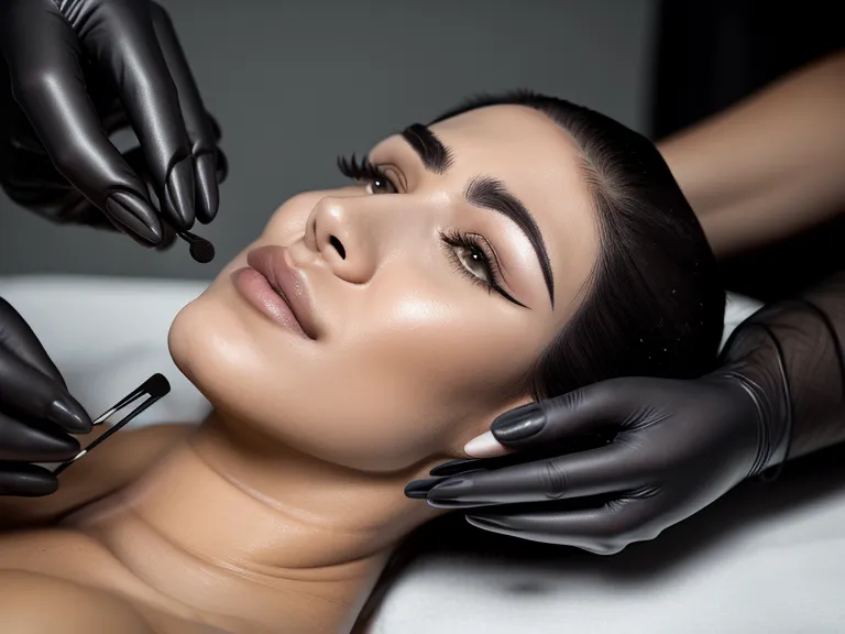 Ajuste del dermógrafo durante una sesión de micropigmentación de cejas en un negocio de belleza